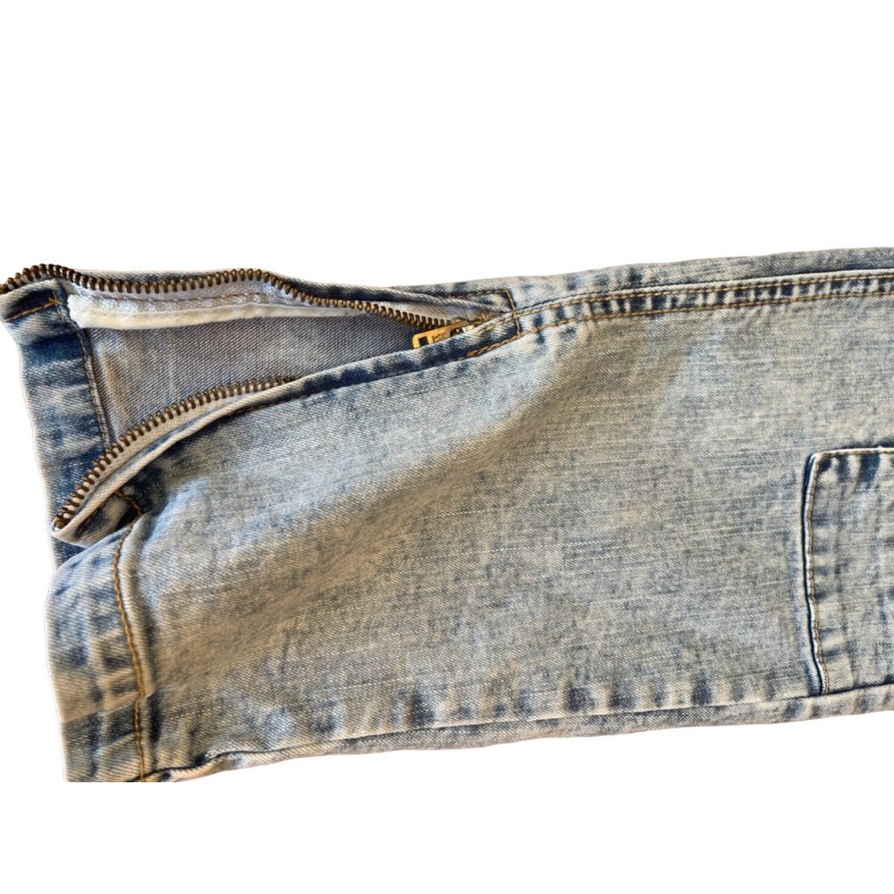 Hyper Denim Slim Fit Lightening Distressed Light Acid Wash Jeans Size 30 - Picture 8 of 9